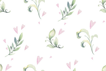 Hand drawn watercolor tropical flower seamless pattern. Exotic palm leaves, jungle tree, brazil tropic botanical decoration botany elements and flowers. Perfect for fabric design.