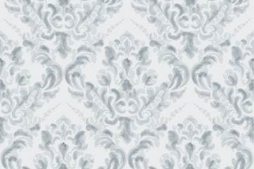 Classic elegant ornament pattern watercolor vector. Blue delicate color textures