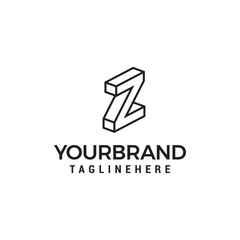 Letter Z logo 3D isometric lines geometric shape template design vector