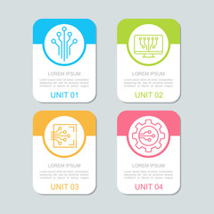 Infographic computer electrical technology concept with line vector icons