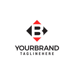 letter B negative space square logo vector design template