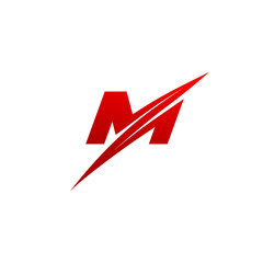 Trendy creative stylish sliced M initial based letter vector design template