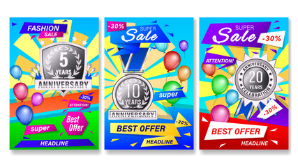 Set banners gift card and anniversary labels