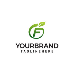 F logo initial letter design template vector with leaf fruit logo design concept template