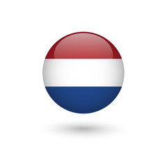 Netherlands flag round glossy