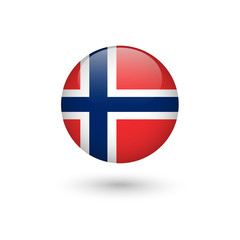 Norway flag round glossy