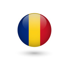 Fototapeta premium Romania flag round glossy