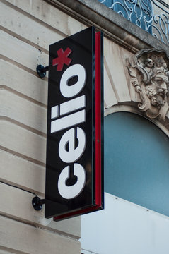 Mulhouse - France - 25 August 2019 - Closeup of Celio logo on store front in the street