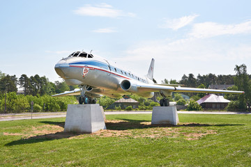 Monument to passenger plane Tu-124 in Kimry