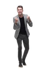 young happy businessman . isolated on white background