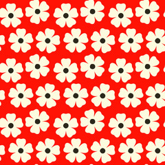 Asian Sakura flower seamless pattern vector, red background