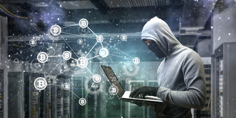 Fototapeta premium Hacker hunting for crypto currency