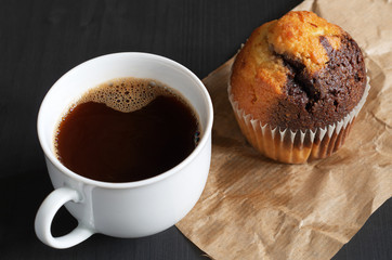 Coffee with chocolate muffin