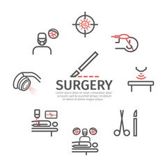 General Surgery banner, line icons. Hospital department. Health center. Vector sign for web graphics.