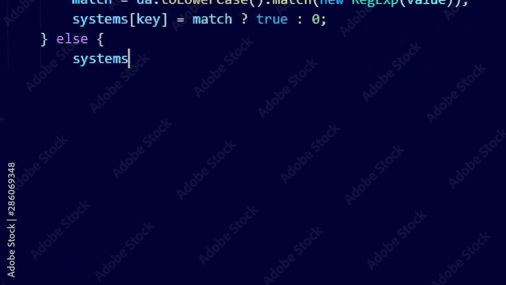 Wall mural empty blue display is getting filled with coded words