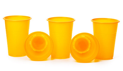 Plastic Cups on White Background