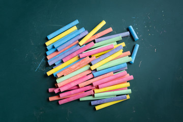 Colorful chalk board sticks , teacher and school supplies
