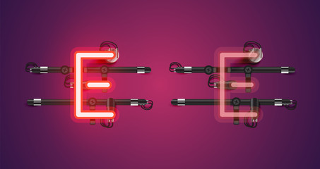 Realistic glowing purple neon charcter (on/off)