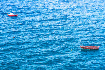 Fototapeta premium Small boat on sea water
