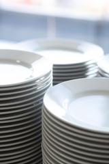 group plates white table serving dining restaurant