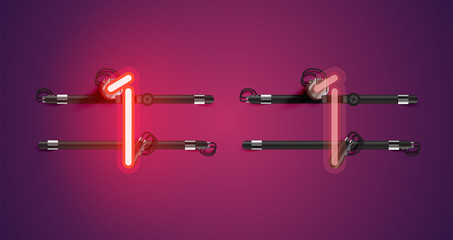 Realistic glowing purple neon charcter (on/off)