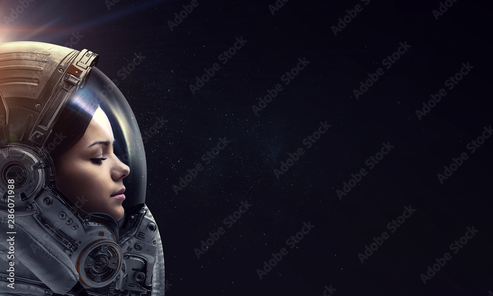 Wall mural exploring outer space. mixed media