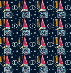 Abstract seamless pattern with hand drawn scribbles, scruffy doodles. Modern art. Creative background. Unique design. Wallpaper, textile, wrapping, print on clothes, label, header. Vector illustration