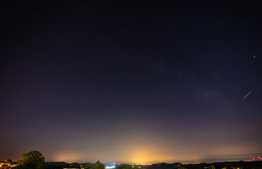 Beautiful Nightscape with a Part of the Milky Way, Mazzarino, Caltanissetta, Sicily, Italy, Europe
