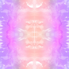 Seamless pattern with Boho tie-dye watercolor paper textured background. Hippie style. Textile effect. Kalaidoscope.