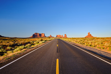 Fototapeta na wymiar Empty scenic highway in Monument Valley, Arizona, USA