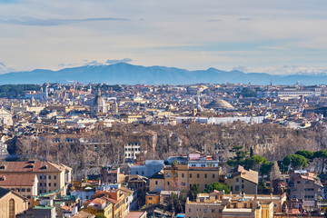 Fototapeta premium Rome skyline view from Janiculum Terrace (Terrazza del Gianicolo) in Italy
