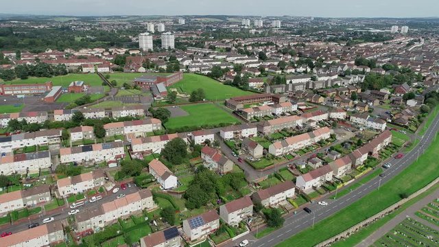 Static aerial footage over Old Monklands at Coatbridge.