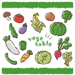 手書き風　おしゃれで可愛い野菜のイラストセット