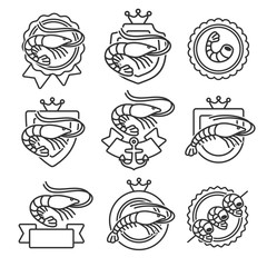 Shrimp labels and elements set. Collection icon shrimp. Vector