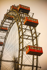 The famous Ferris Wheel in Wien (Austria) - sepia toned image