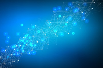 Big Data Visualization Background. Modern futuristic virtual abstract background. Science network pattern, connecting lines and dots. Global network connection vector.