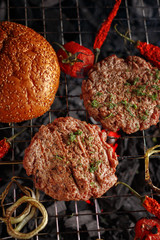 Grilled beef patties for burger