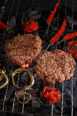 Grilled beef patties for burger