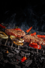 Grilled beef patties for burger