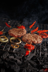 Grilled beef patties for burger