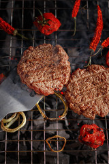 Grilled beef patties for burger