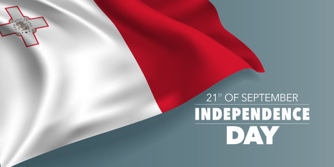 Malta independence day greeting card, banner with template text vector illustration