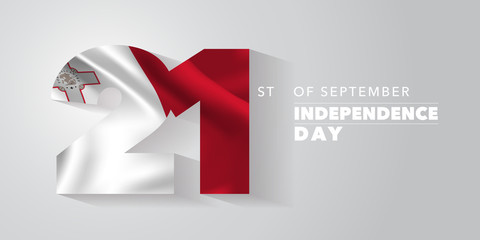 Malta independence day greeting card, banner, vector illustration