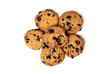 Cookies with chocolate isolated on white background.
