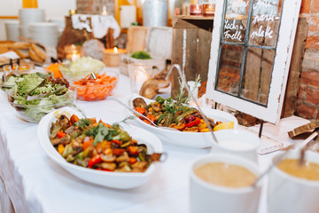 Caterer Abendessen Snacks Tischdekoration Hochzeit Restaurant