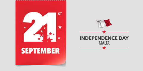 Malta independence day greeting card, banner, vector illustration
