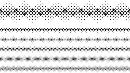 Square pattern page divider set - black and white abstract vector graphic design elements from squares