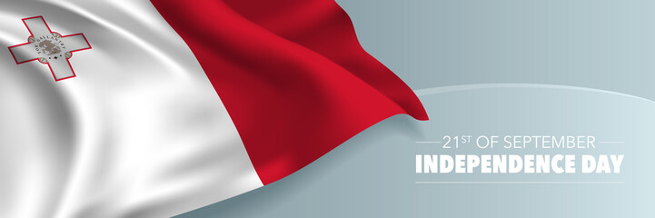 Malta independence day vector banner, greeting card - Powered by Adobe