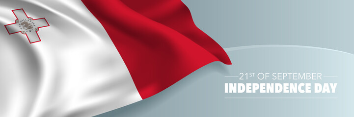 Naklejka premium Malta independence day vector banner, greeting card