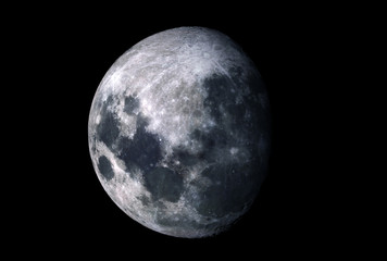 The moon in a waning phase, on a dark background. Elements of this image were furnished by NASA